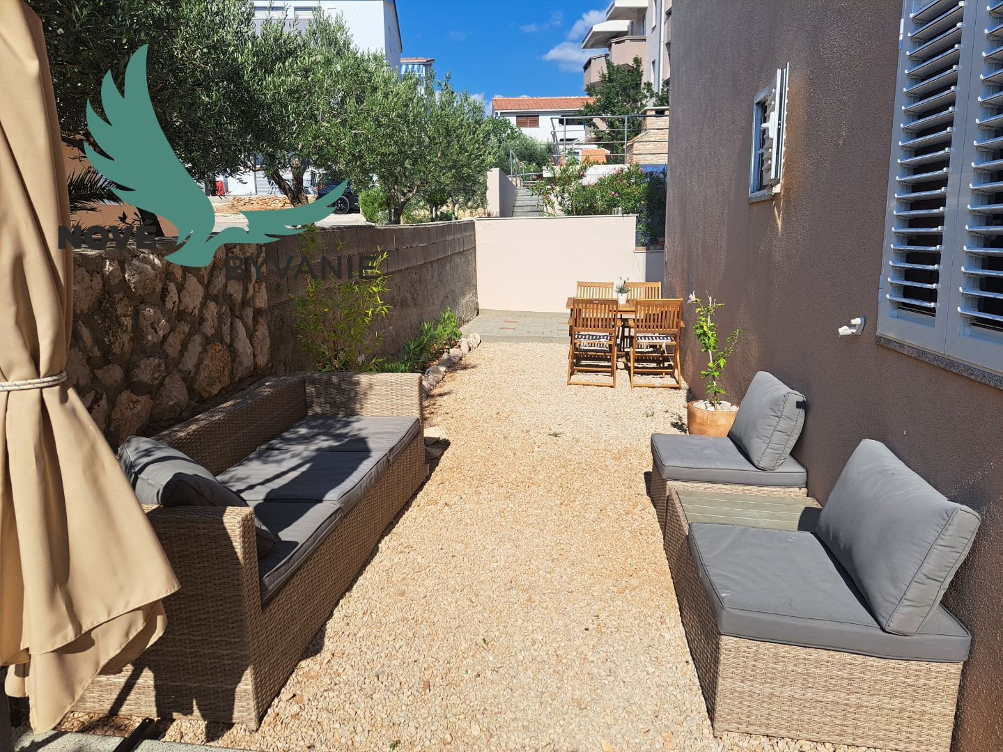 Predaj apartmán so záhradou, blízko pieskovej pláže, Chorvátsko - Pag