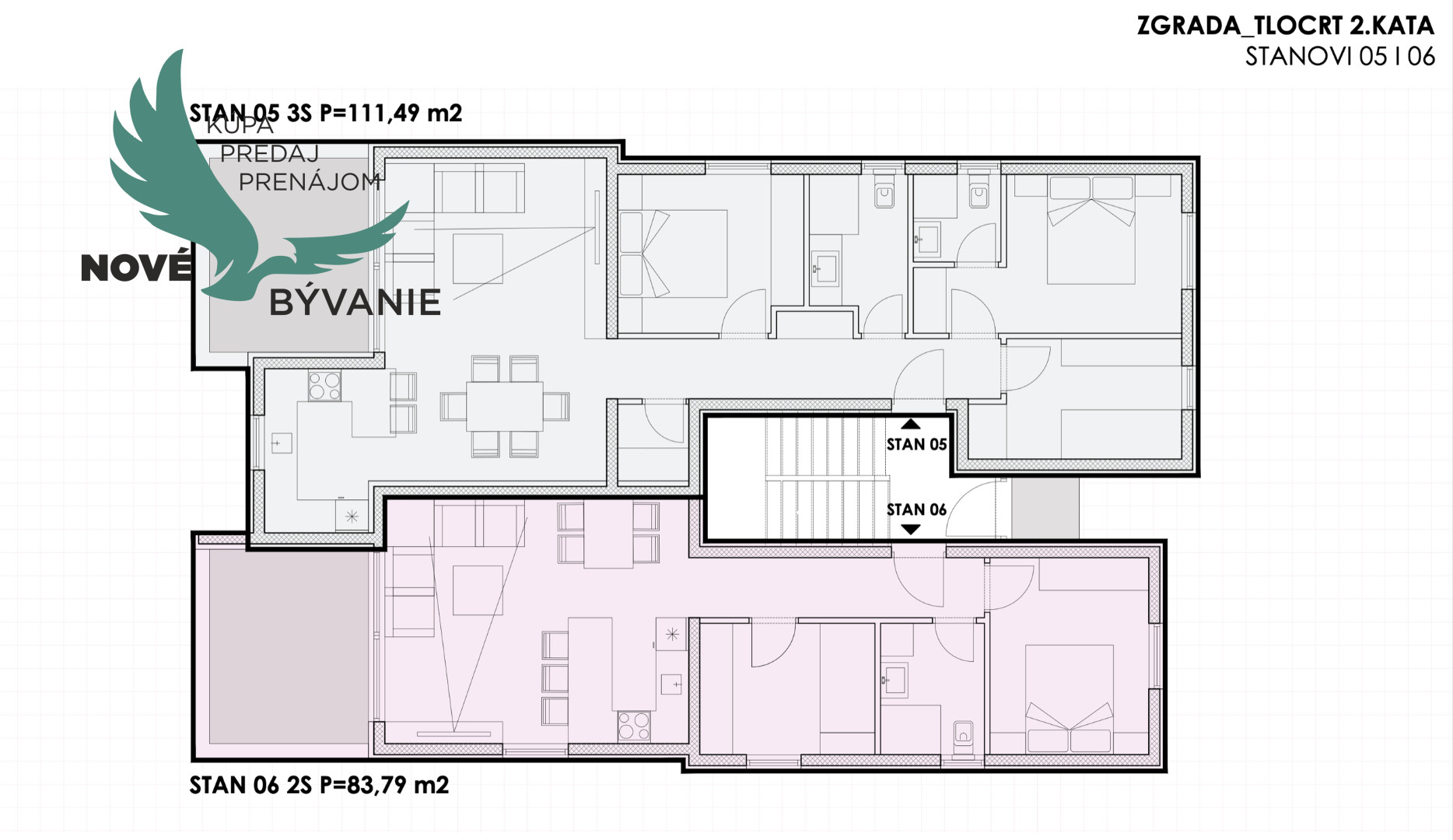 Novostavba strešného apartmánu vo výbornej lokalite 70 metrov od mora Sukošan-Chorvátsko