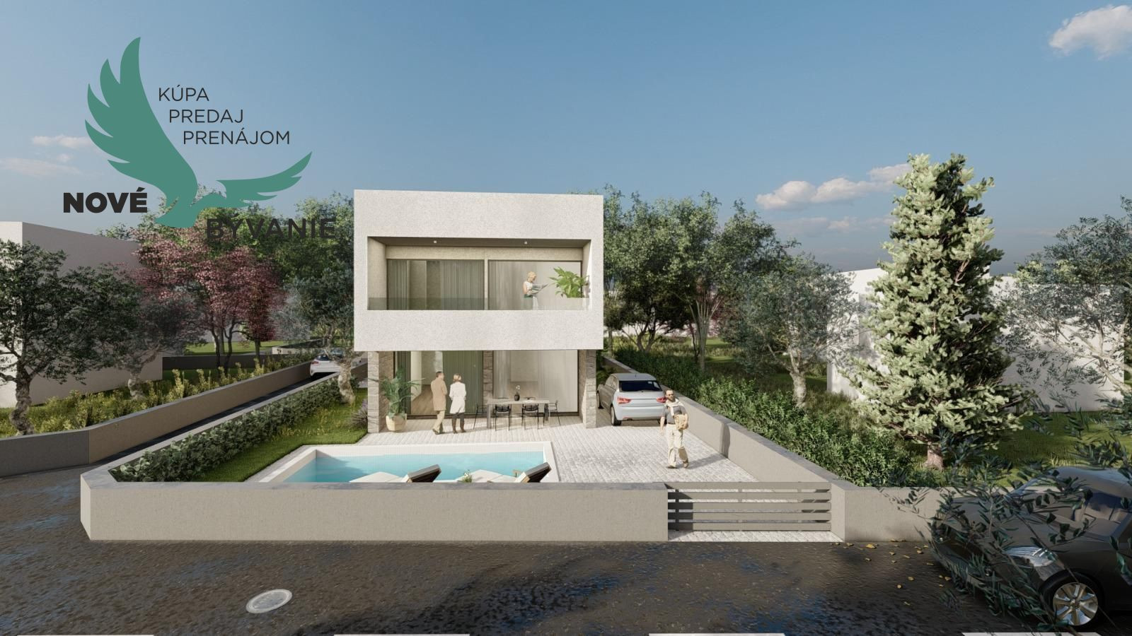 Novostavba domu s výhľadom na more a bazénom v Chorvátsku v Privlake