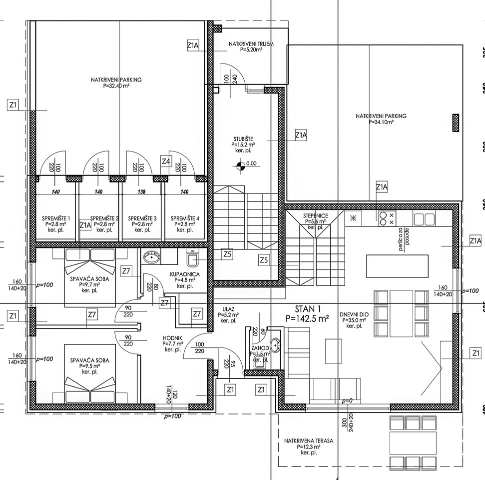 Chorvátsko - Novostavba 4 -izbového apartmánu v Petrčane