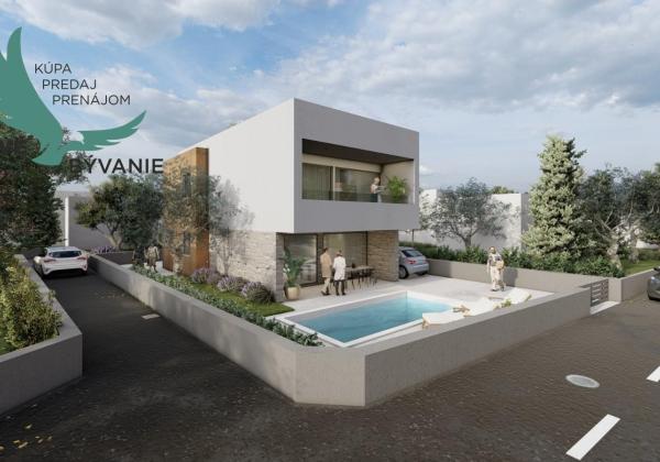 Novostavba domu s výhľadom na more a bazénom v Chorvátsku v Privlake