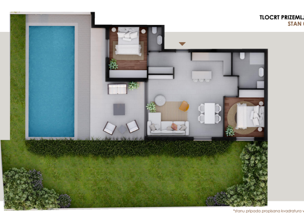 Chorvátako- Apartmán s bazénom a záhradou, 50m od mora- Privlaka